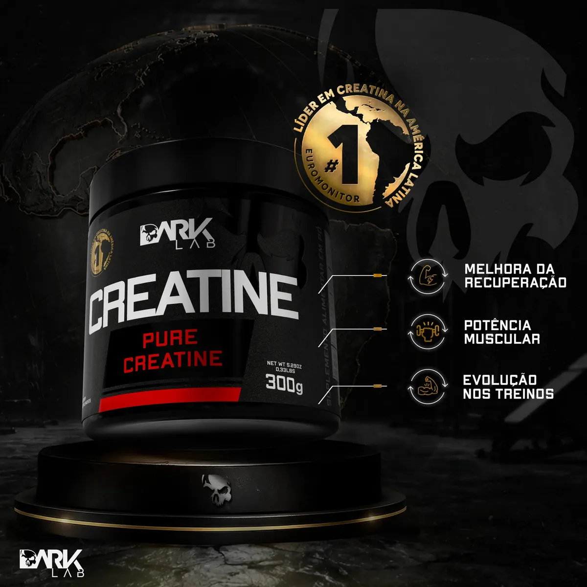 Creatina Monohidratada em Pote 300g 100% Pura Dark Lab